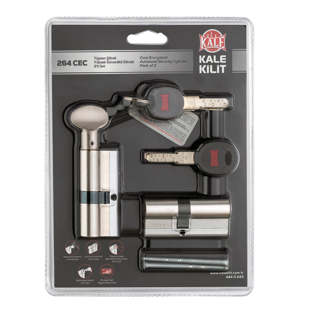 Kale 264CEC00013 Tüpten Şifreli Çelik Takviyeli Silindir 2’li Master