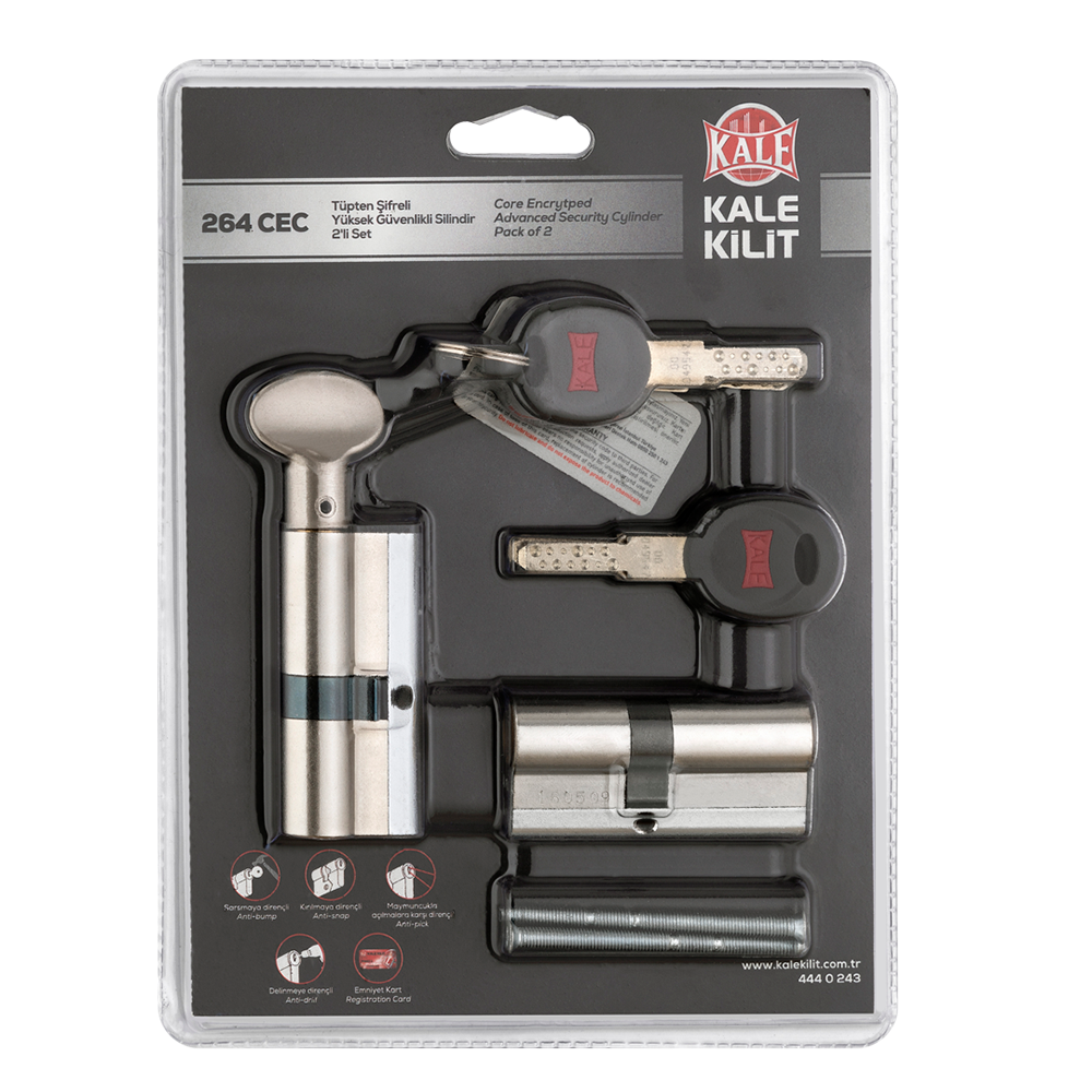 Kale 264CEC00013 Tüpten Şifreli Çelik Takviyeli Silindir 2’li Master