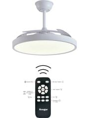 Hoogar German Beyaz Tavan Vantilatörü 3 Renk Ledli Gizli Pervaneli Kumandalı Brushless Dc Isınmaz Motor