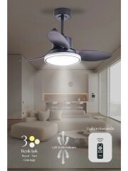 Hoogar German Siyah 95 cm Kanatlı Süper Sessiz 3 Renk Uzaktan Kumandalı Tavan Vantilatörü