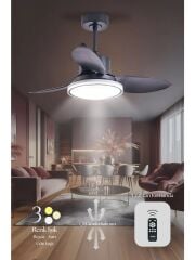 Hoogar German Siyah 95 cm Kanatlı Süper Sessiz 3 Renk Uzaktan Kumandalı Tavan Vantilatörü