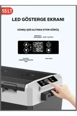 Hoogar German EA 55 LTX Geniş Kabin Tekerlekli Led Ekran Oto Kamp Buzdolabı 12-24 Volt -20 Derece Hızlı Soğutma