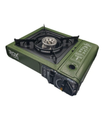 Rox Portatif Kamp Ocağı - Yeşil, Rüzgarlıklı, Ekstra Gaz Girişli, 5 Adet Gaz Kartuş Hediyeli