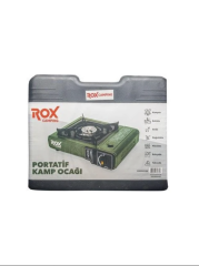 Rox Portatif Kamp Ocağı - Yeşil, Rüzgarlıklı, Ekstra Gaz Girişli, 5 Adet Gaz Kartuş Hediyeli