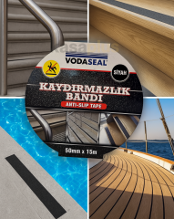Vodaseal Kaydırmazlık Bandı Siyah – 50mm x 15m, İç ve Dış Mekanlar için Güvenli Zemin Çözümü