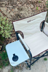 Rox Camping Krem 153CAMP0317 Katlanır Alüminyum Kamp Sandalyesi – Yan Sehpalı | Kasaplus
