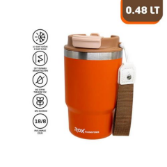 Rox Camping 0,48 LT Pipetli Kahve Termosu – Turuncu, Sızdırmaz, Vakumlu | Kasaplus