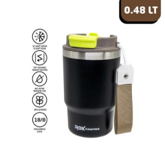 Rox Camping 0,48 LT Pipetli Kahve Termosu – Siyah, Sızdırmaz, Vakumlu | Kasaplus