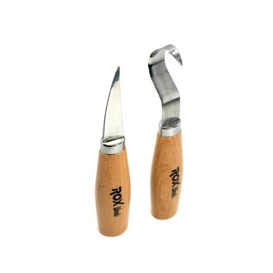 ROX WOOD 2 Parça Kaşık Oyma & Bıçak Seti | Ahşap Kuksa Oyma Aracı
