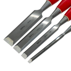 ROX WOOD 0184 Blisterli Ahşap Oyma Düz Uçlu İskarpela Takımı 4 Parça | Profesyonel Oyma Seti