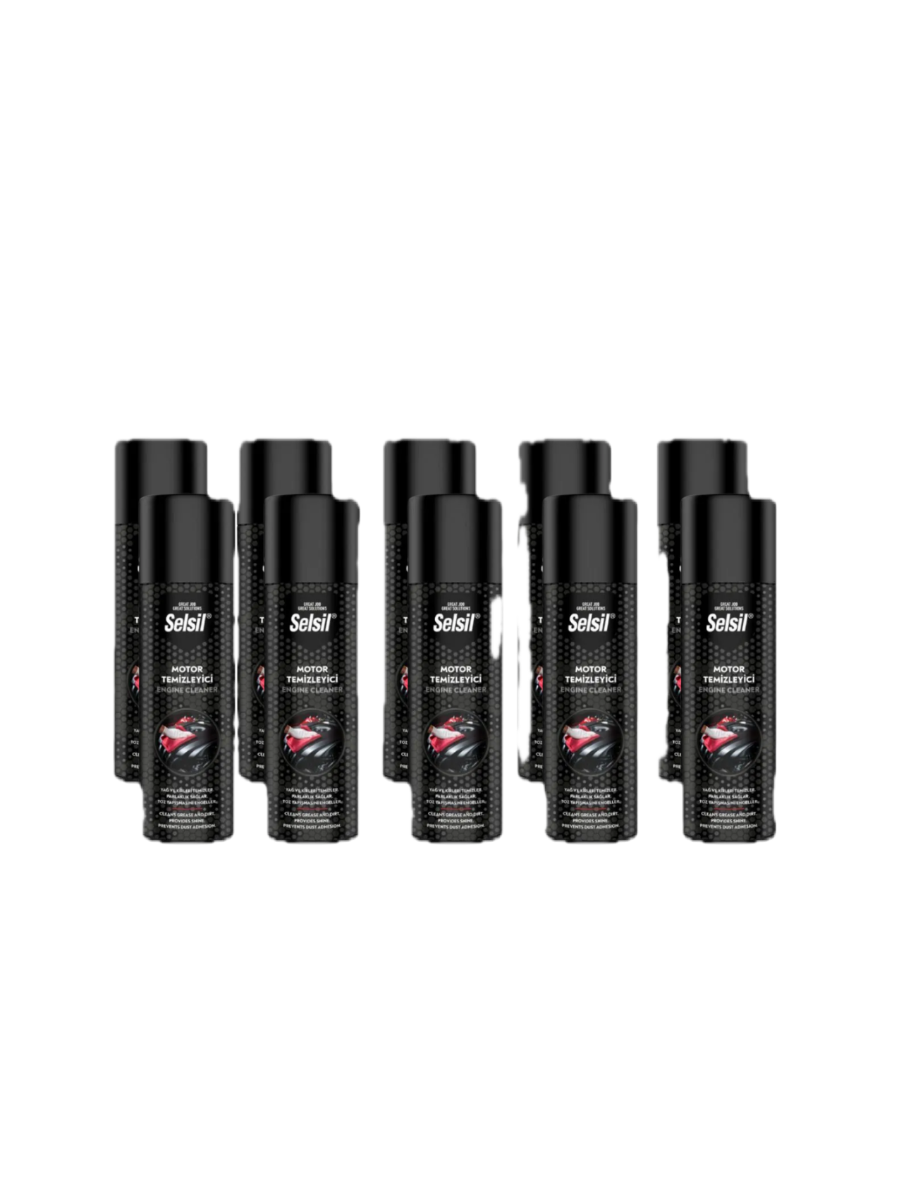 Selsil Motor Temizleyici Sprey 500 ml | 10'lu Paket – Yağ ve Kir Çözücü, Parlatıcı, Toz Tutmaz Formül