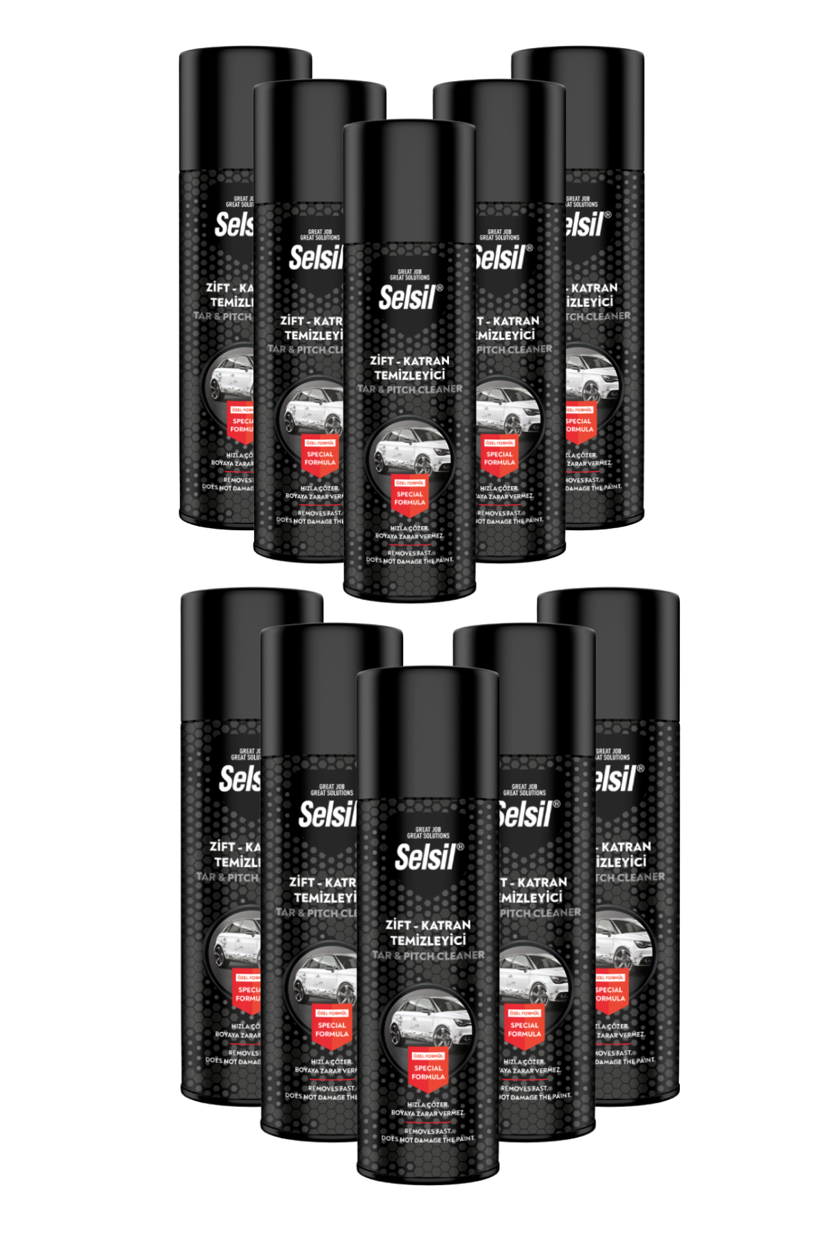 Selsil Zift ve Katran Temizleyici Sprey 500 ml | 10'lu Paket – Boyaya Zarar Vermeden Hızlı Temizlik Sağlayan Güçlü Formül