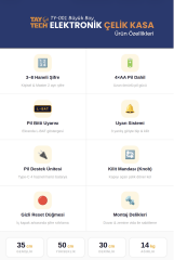 Taytech TY_001 Büyük Boy Çelik Kasa Şifreli ve Anahtarlı