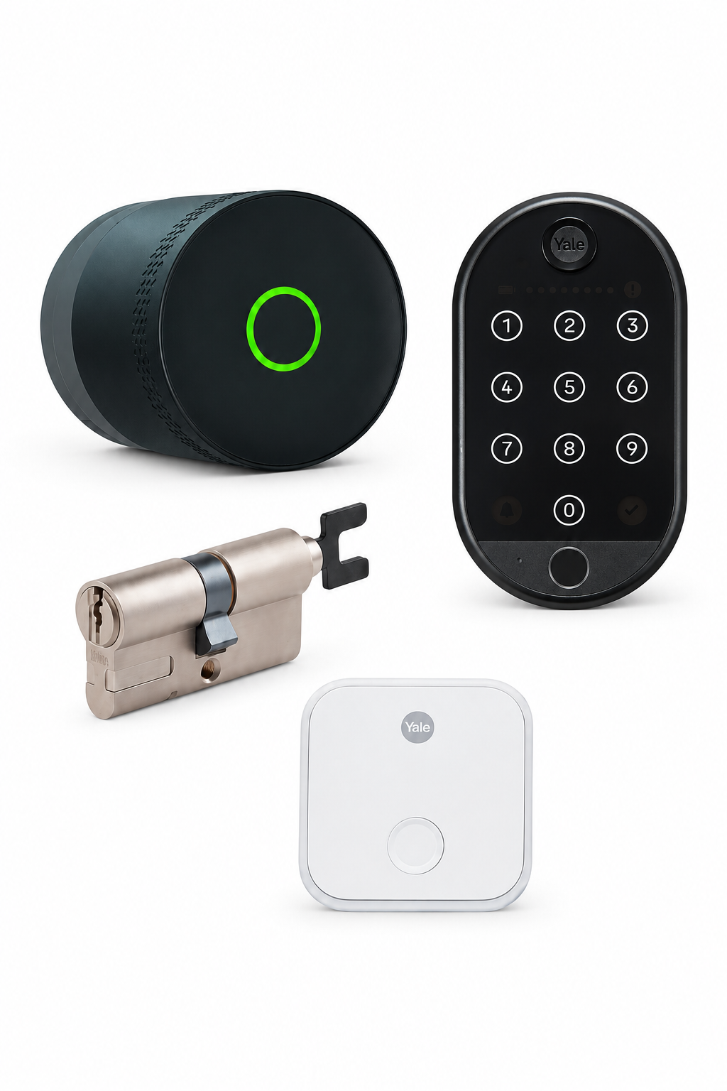 Yale Linus Lite Parmak İzli Akıllı Kilit Seti (Siyah) – Kilit + Silindir + Wi-Fi Köprüsü + Parmak İzli Keypad